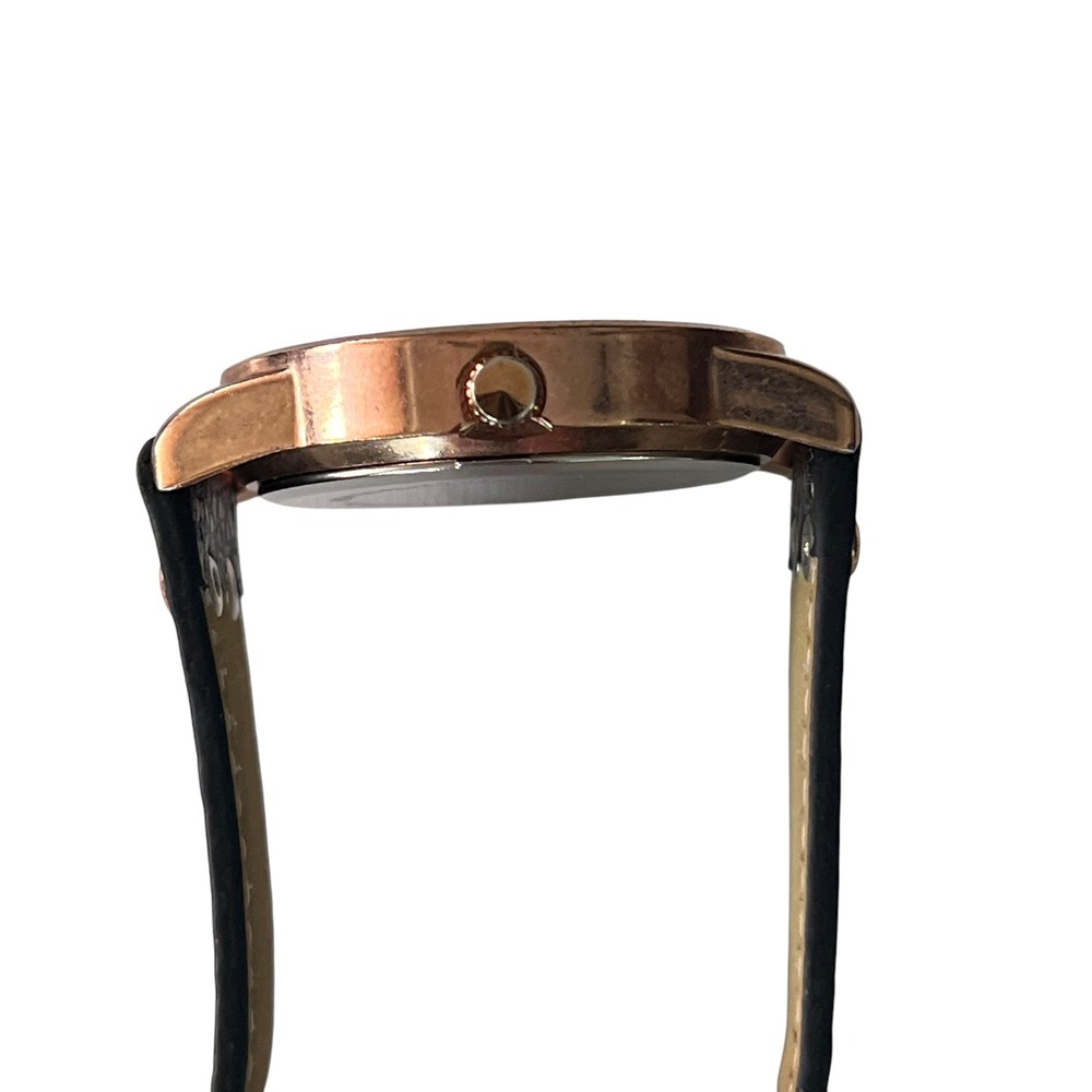 Quartz Watch Rhinestone‎ Accent Markers Black Band Rose Gold Tone Bezel - Picture 11 of 14